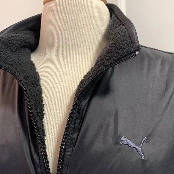 PUMA Reversible Black Fleece Lined Vest - Picture 3 of 11